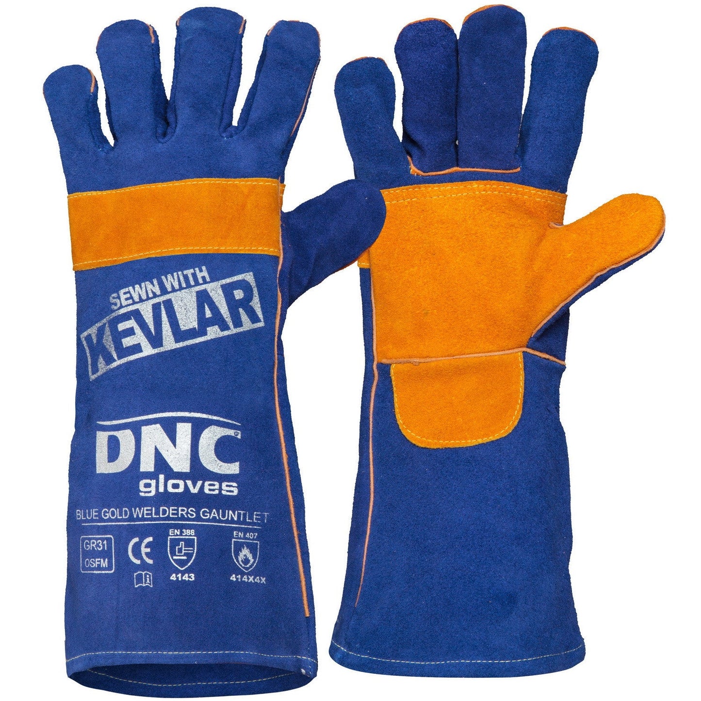 GR31 Blue Gold Welders Gauntlet