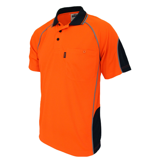 3569 Hi Vis Polo Orange Navy