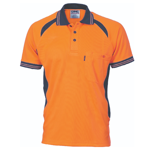 3901 Hi Vis Polo Orange Navy