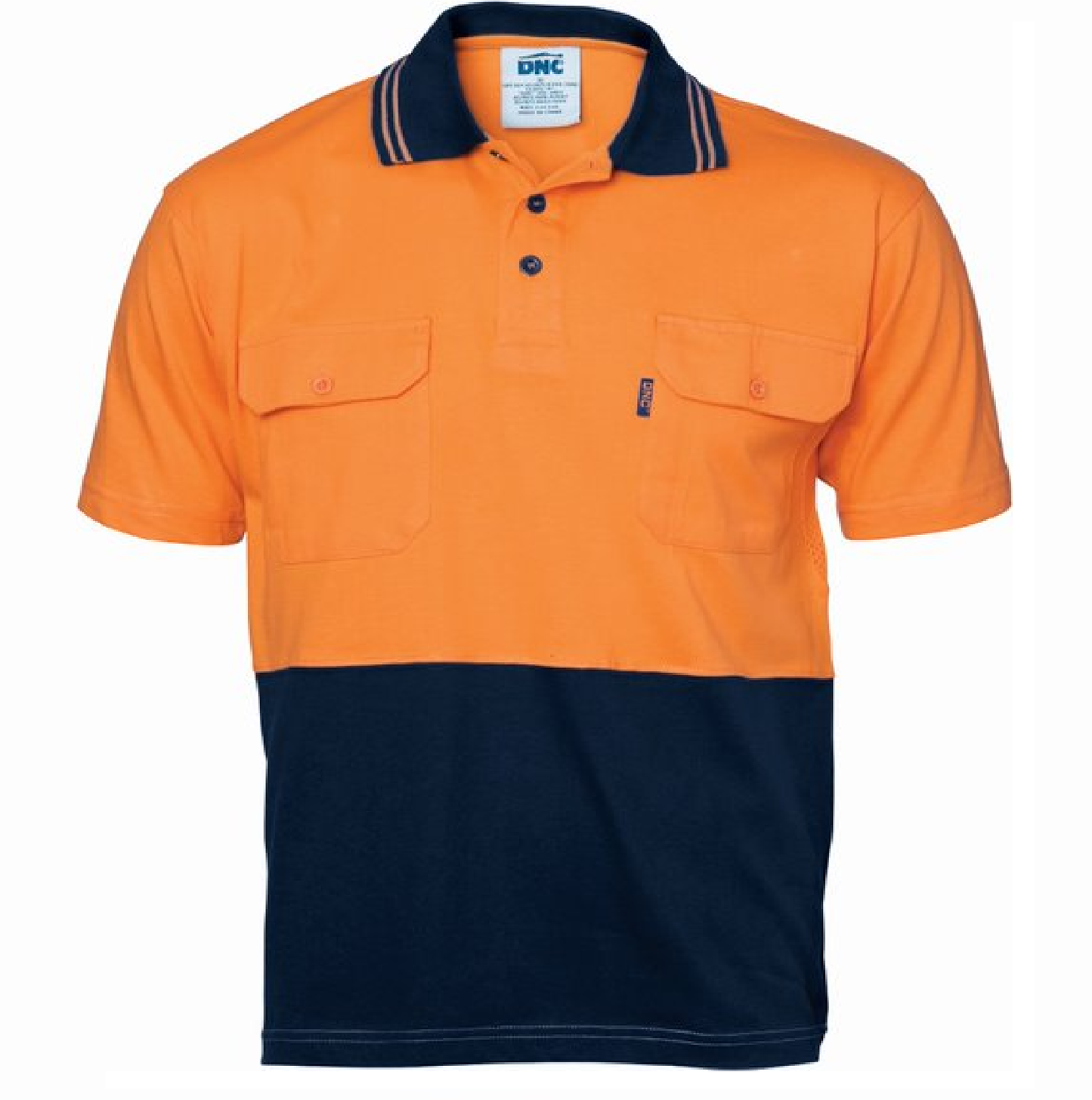 3943 Hi Vis Polo Orange Navy