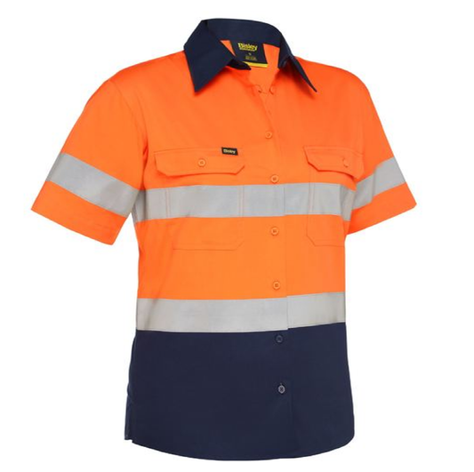 BL1896 Ladies Hi Vis Shirt Orange Navy