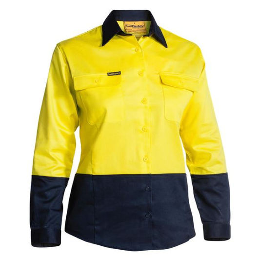 BL6267 Ladies Hi Vis Shirt Yellow Navy